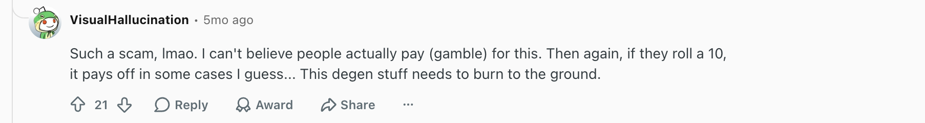 Collector comment complaining about grading