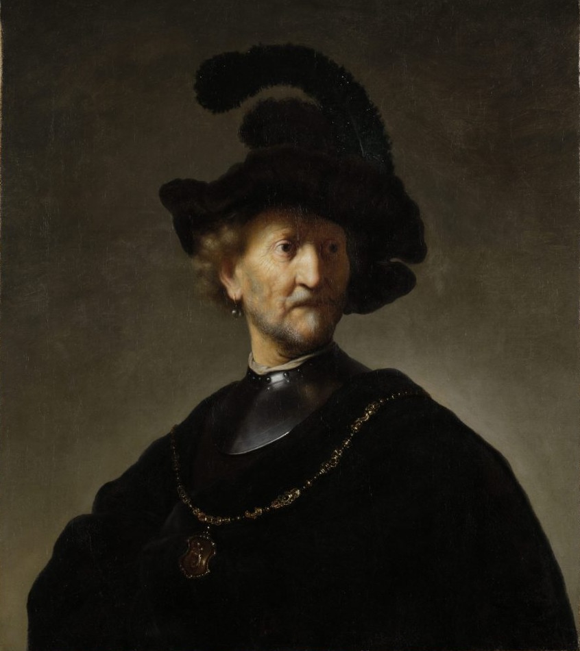 A genuine Rembrandt portrait, as analyzed in the study (detail: head and shoulders)