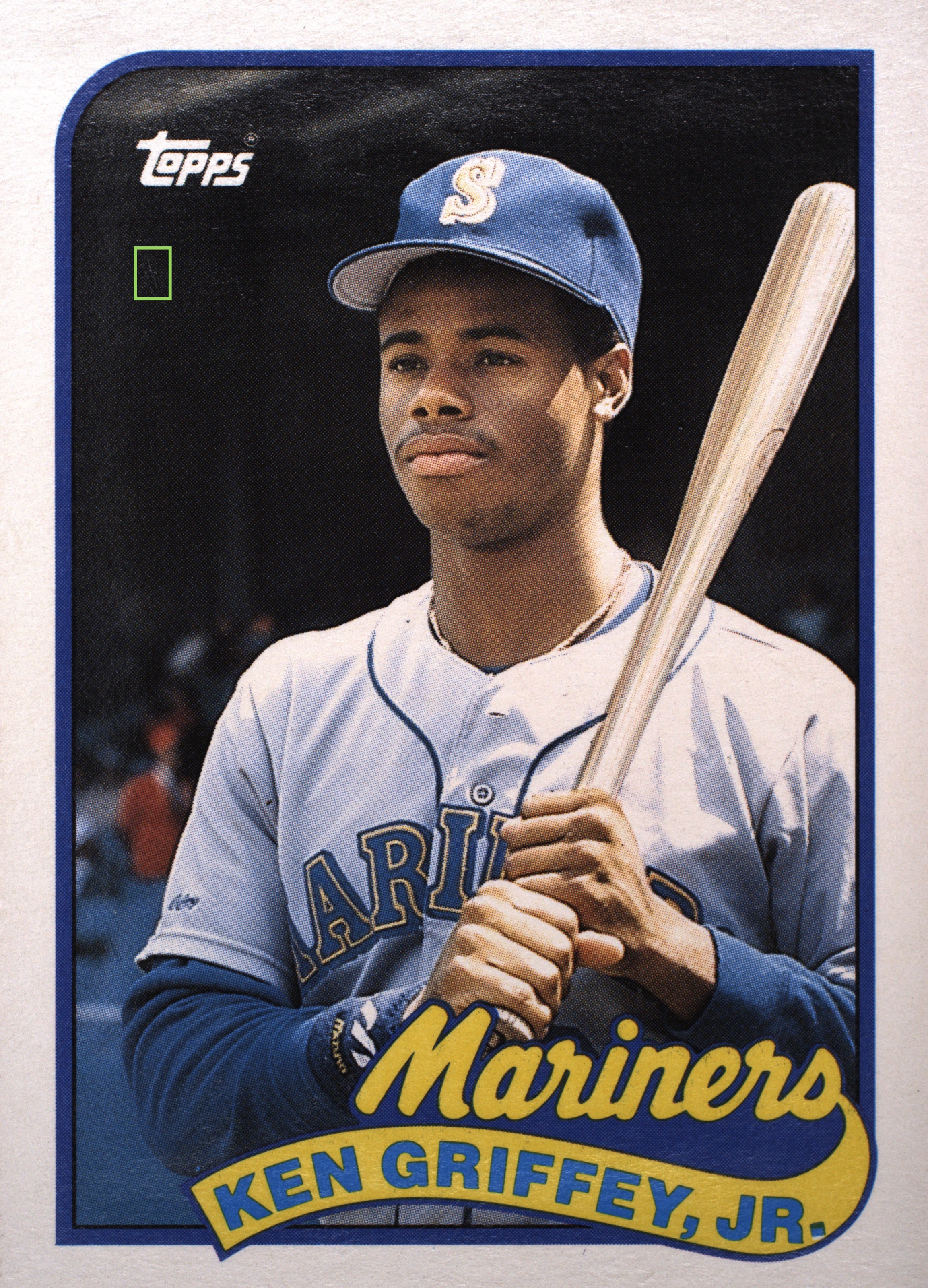 Zooming into an annotated surface scratch on the Griffey scan